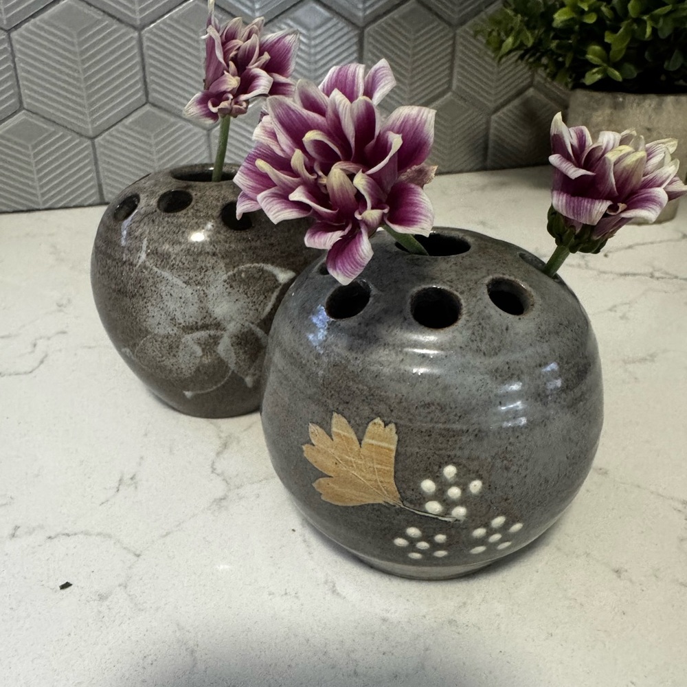 Elegant Gray Ceramic Flower Vase Set